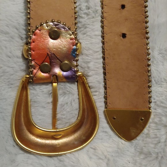 Belts by Simon metallic multi colored leather belt large - Picture 13 of 16